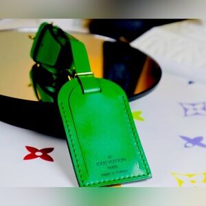 Authentic Rare Borneo Green Epi Louis Vuitton Epi Luggage Tag with Poign…